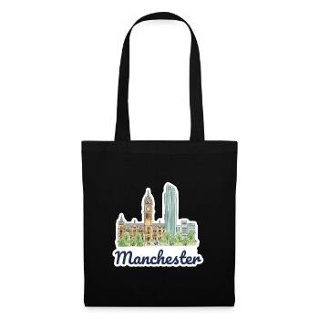 Silhouette de la ville de Manchester Town Hall Beetham Œuvres d’art - Sac en tissu - noir - Devant