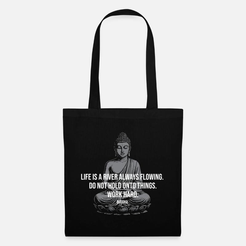 Fluss-Buddha-Zitat-Tee - Stoffbeutel - Schwarz