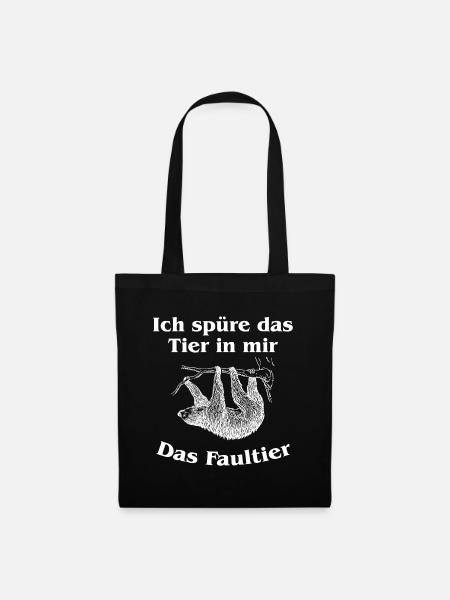 Ich spüre das Tier in mir – Das Faultier - Stoffbeutel - Schwarz