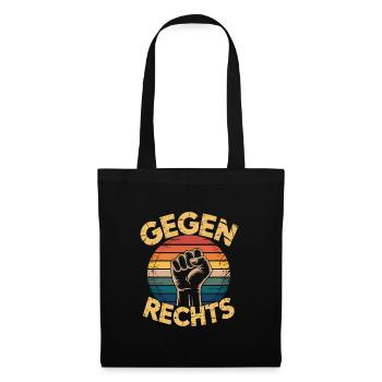 Contre la droite - Slogan drôle Antifa - Sac en tissu - noir - Devant