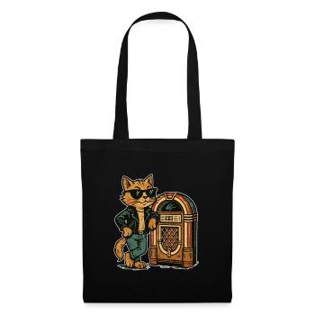 Rockabilly Jukebox Cool Cat Cadeau rétro des années 50 - Sac en tissu - noir - Devant