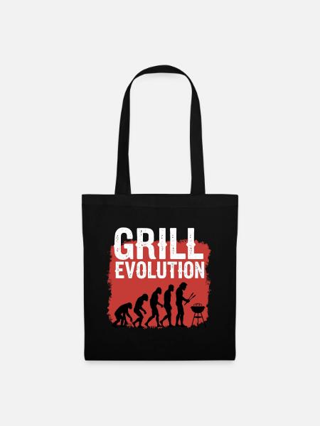 Grill Evolution Lustiger Grillmeister Spruch - Stoffbeutel - Schwarz