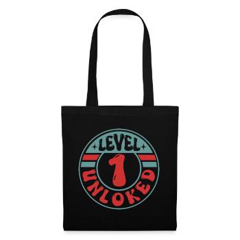 Level 1 Unlocked – Cooles Gamer Design - Stoffbeutel - Schwarz - Vorne