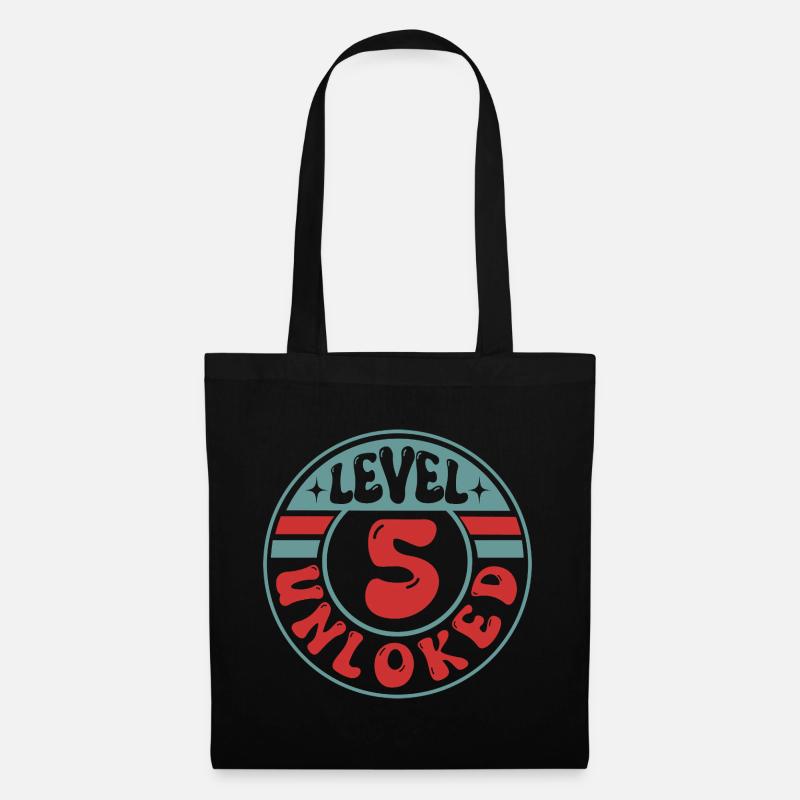Level 5 Unlocked – Cooles Gamer Geburtstagsdesign - Stoffbeutel - Schwarz