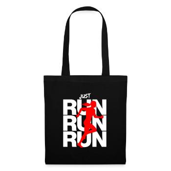 JOGGENDE FRAU – RUN QUEEN! LAUFEN, RENNEN - Stoffbeutel - Schwarz - Vorne