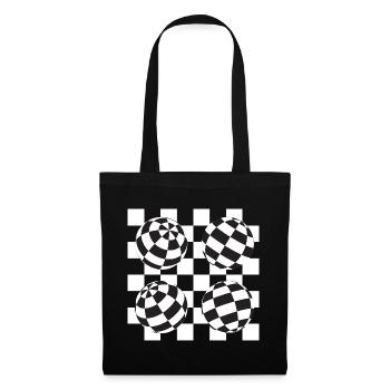 Kugelförmige karierte Illusion - Stoffbeutel - Schwarz - Vorne