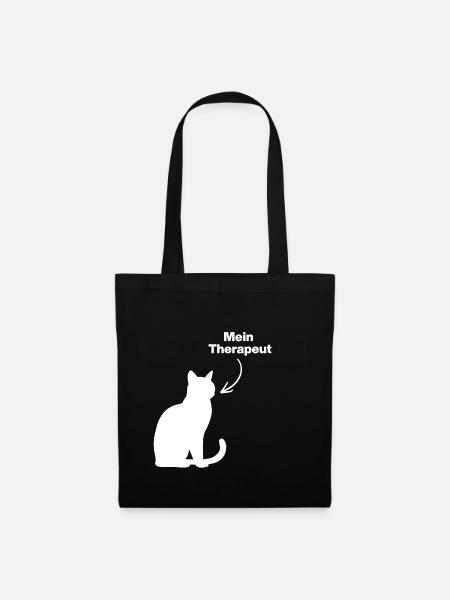 MEIN THERAPEUT: KATZE! 😻 CATLOVER KATZENLIEBE  - Stoffbeutel - Schwarz