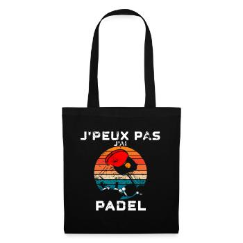 Ich kann nicht, ich habe Padel Vintage Soleil - Stoffbeutel - Schwarz - Vorne
