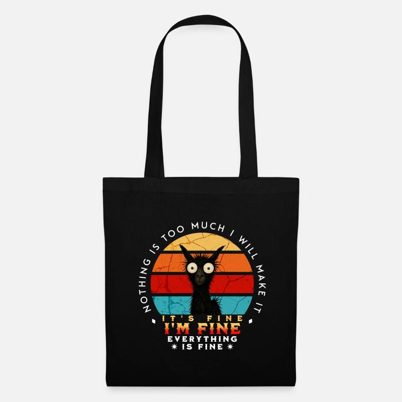 It’s Fine - Alpaka mit Humor - Lustiges Motiv - Stoffbeutel - Schwarz