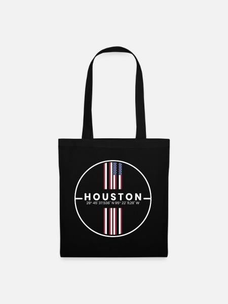 Houston Koordinaten - Stoffbeutel - Schwarz
