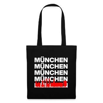 MÜNCHEN SKYLINE, STOLZ AUS BAYERN! MIR SAN MÜNCHEN - Stoffbeutel - Schwarz - Vorne