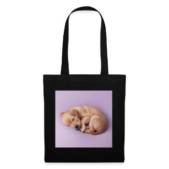Chiot endormi sur fond lilas - Sac en tissu - noir - Devant