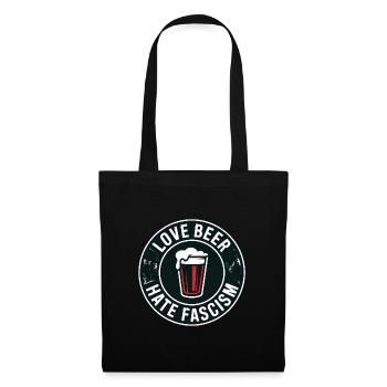 Love Beer, hate Fascism - Antifascist Merch - Tote Bag - black - Front
