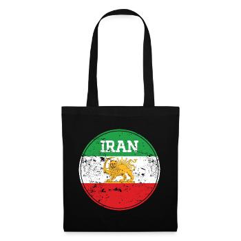 Emblème Lion Iran Vintage Rond - Sac en tissu - noir - Devant