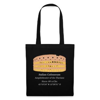 Colisée Rome Italie, coordonnées, année d’ouverture - Sac en tissu - noir - Devant