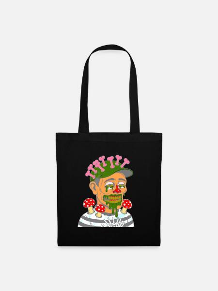 Mushroom Zombie Portrait with Mushrooms - Tote Bag - black