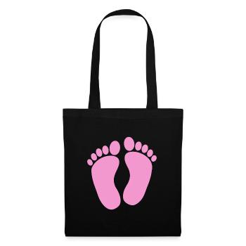 Pieds de bébé - Sac en tissu - noir - Devant