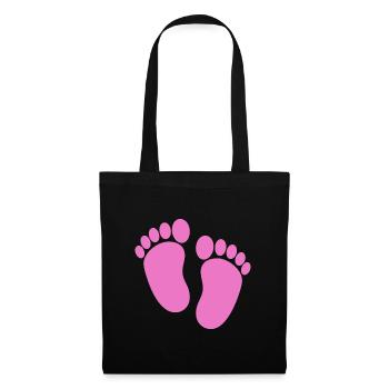 Pieds de bébé - Sac en tissu - noir - Devant