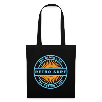 Retro Surf Sunburst Vintage Surfing Logo - Tote Bag - black - Front
