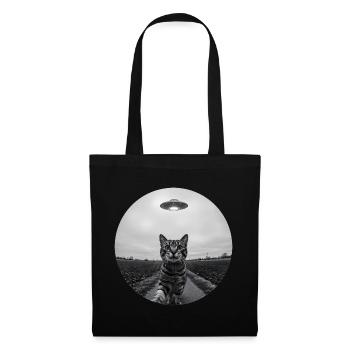 Funny UFO Space Cat Alien Design - Tote Bag - black - Front