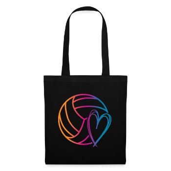 Ballon de volley-ball - Sac en tissu - noir - Devant