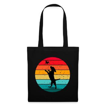 Coucher de soleil rétro de la forêt de papillons de chien - Sac en tissu - noir - Devant