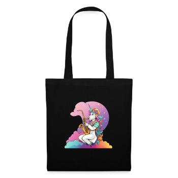 Saxophone Unicorn dans l’Arc-en-ciel - Sac en tissu - noir - Devant