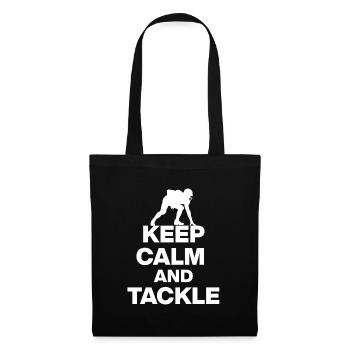 KEEP CALM AND TACKLE! FOOTBALL FAN GESCHENK USA w - Stoffbeutel - Schwarz - Vorne