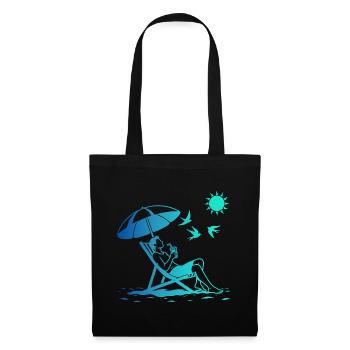 Se détendre sur une chaise longue sur la plage - Sac en tissu - noir - Devant