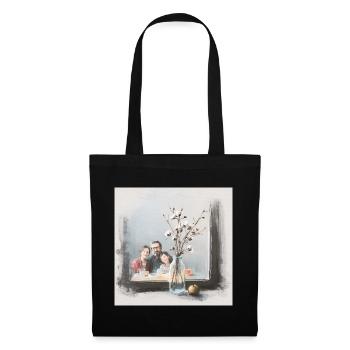 Petit déjeuner en famille - Sac en tissu - noir - Devant