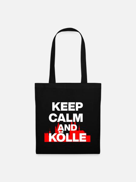 KEEP CALM AND KÖLLE! KÖLN LIEBE KÖLSCH LOVER weiß - Stoffbeutel - Schwarz