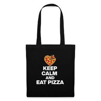 KEEP CALM AND EAT PIZZA, PIZZA JUNKIE GESCHENK 🍕 - Stoffbeutel - Schwarz - Vorne