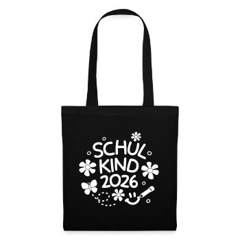 Schulkind 2026 Einschulung Schulanfang - Stoffbeutel - Schwarz - Vorne