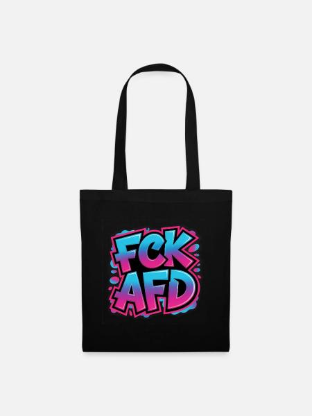 FCK AFD - Antifa Tee - Stoffbeutel - Schwarz