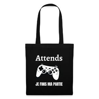 Wait, I'm finishing my game - Tote Bag - black - Front