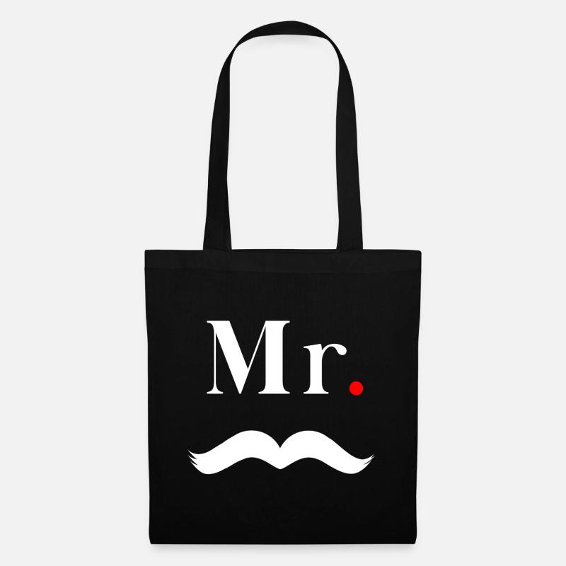 Mr. White Moustache - Tote Bag - black