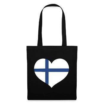 Cœur du drapeau finlandais - Sac en tissu - noir - Devant