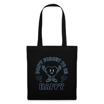 Don’t Forget to Be Happy – Vintage Herz Design - Stoffbeutel - Schwarz - Vorne