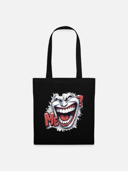 Crazy Laughing white face in a comics style - Tote Bag - black