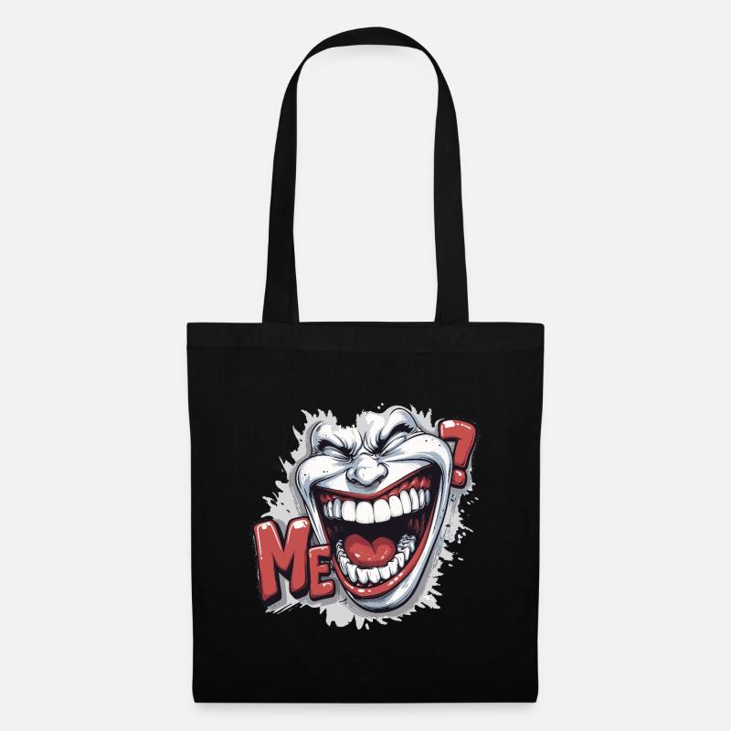 Crazy Laughing white face in a comics style - Tote Bag - black