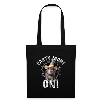 Mode fête : activé ! – Illustration drôle de souris de fête - Sac en tissu - noir - Devant