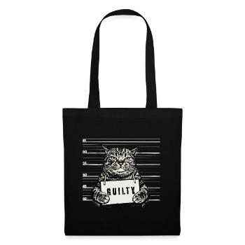 Grimmiger Kater – Mugshot Guilty Design - Stoffbeutel - Schwarz - Vorne