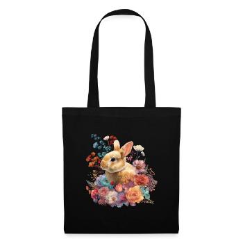 Fleurs de lapins florales - Sac en tissu - noir - Devant