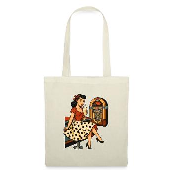 Rockabella des années 50 : Pin-up au diner avec milkshake - Sac en tissu - nature - Devant