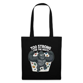 Bouldern Shirt lustig – Gorilla „Too Strong“ - Stoffbeutel - Schwarz - Vorne