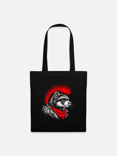 Punk Ferret – rebellischer Stil mit einer Kralle - Stoffbeutel - Schwarz