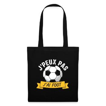 J'peux pas j'ai foot – Tee football - Sac en tissu - noir - Devant