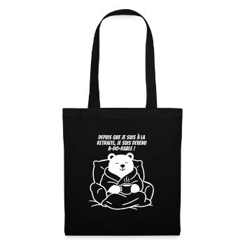 Ma Retraite en Peignoir (texte blanc) - Sac en tissu - noir - Devant
