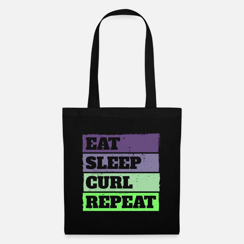 Eat Sleep Curl Repeat Retro Vintage Sport Look - Stoffbeutel - Schwarz
