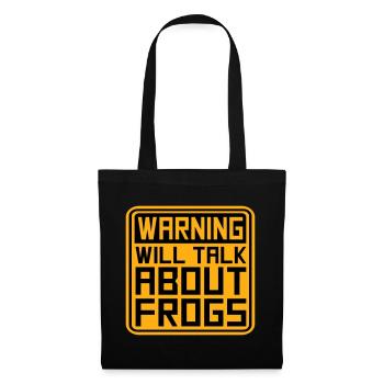 Avertissement : parlera des grenouilles, grenouille, animal drôle. - Sac en tissu - noir - Devant